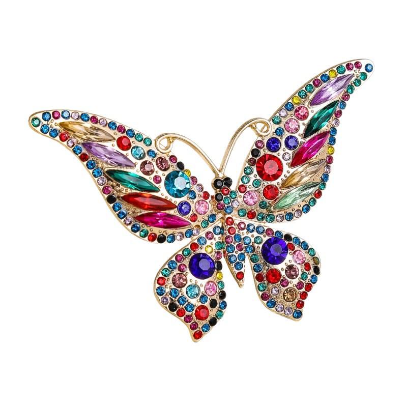 High-End Eco-Friendly Rhinestone Butterfly Brooch - Fashionable Women's Insect Accessory