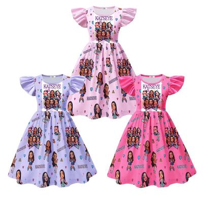 88455 Kids Girls Korea KATSEYE Printed Ruffle Casual Dress