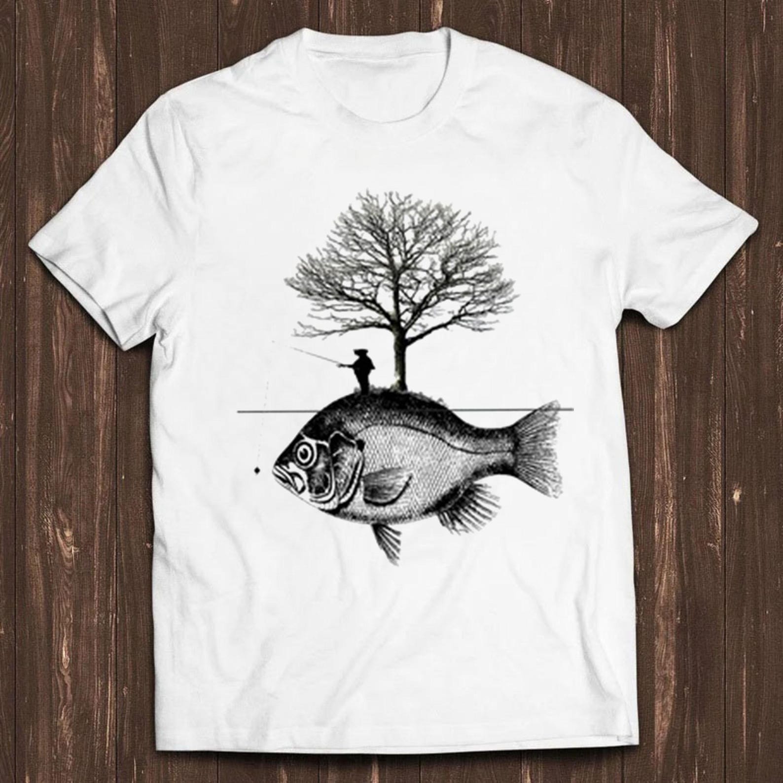 Fishing Fisherman Funny Fish Sea Bream Bass Tree Cool Gift Tee T Shirt C2322 L