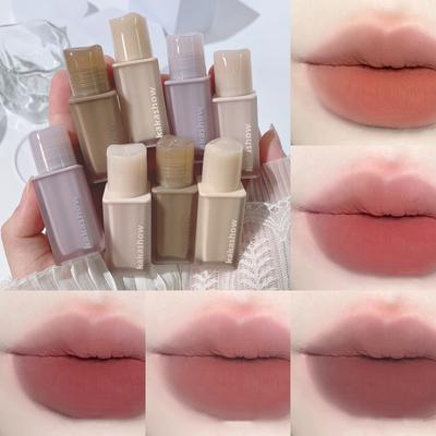 Pintalabios líquido mate con esmalte de labios color rosa castaño, resistente al agua, de larga duración, terciopelo, color rojo desnudo, barro, colorete suave para mejillas, cosméticos