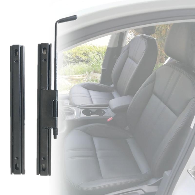 Vehicle Seat Adjustment Rail Assembly, Two Black Metal Slide Rails with Release Handle for Replacing a Worn Seat Sliding Mechanism