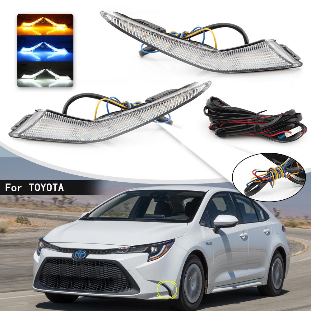 

Динамические светодиодные дневные ходовые огни DRL для Toyota Corolla L/LE/XLE Hybrid Levin, желтый указатель поворота