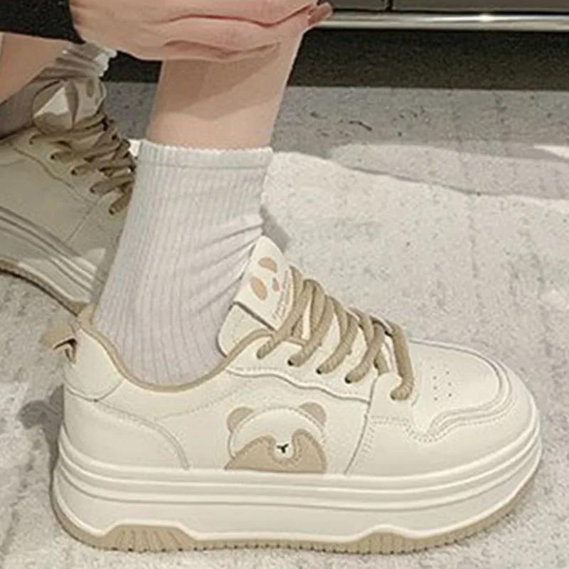 Fashion Black Khaki Chunky Sneaker Women Sport Shoes Platform Trainers  Breathable Casual Sports Cute Panda Sneaker Walking Shoes