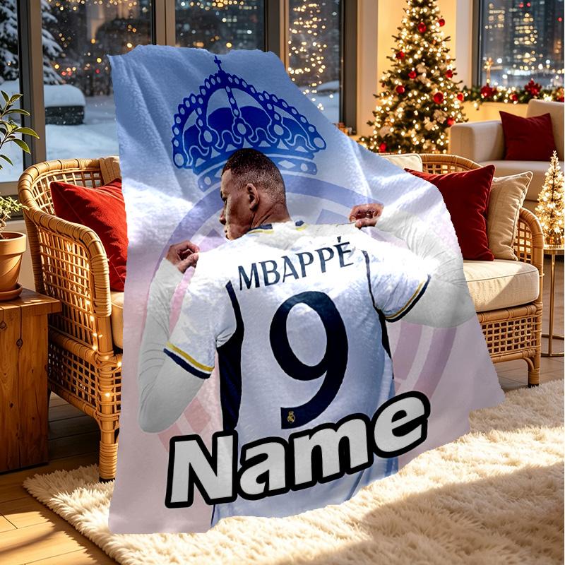 Custom Name Personalized Kylian Mbappe Print Blanket, Home Decor, Bedroom, Sofa, Camping, Couch, Gifts for Birthday ChristmasEnthusiasts