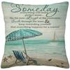 Wood grain marine anchor cyan linen pillowcase sofa cushion cover home decoration can be customized for you 40x40 45x45