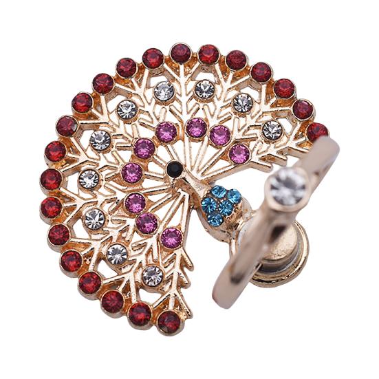 Fingerringhalter Grad Drehung Metall Anti-Verlust 360 Strass Pfau Handyring Schnalle