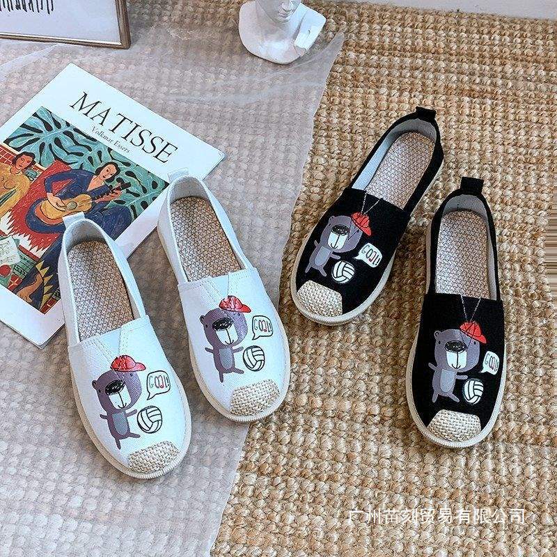 Spring cloth shoes one pedal flat-bottomed lazy fisherman breathable canvas single shoes