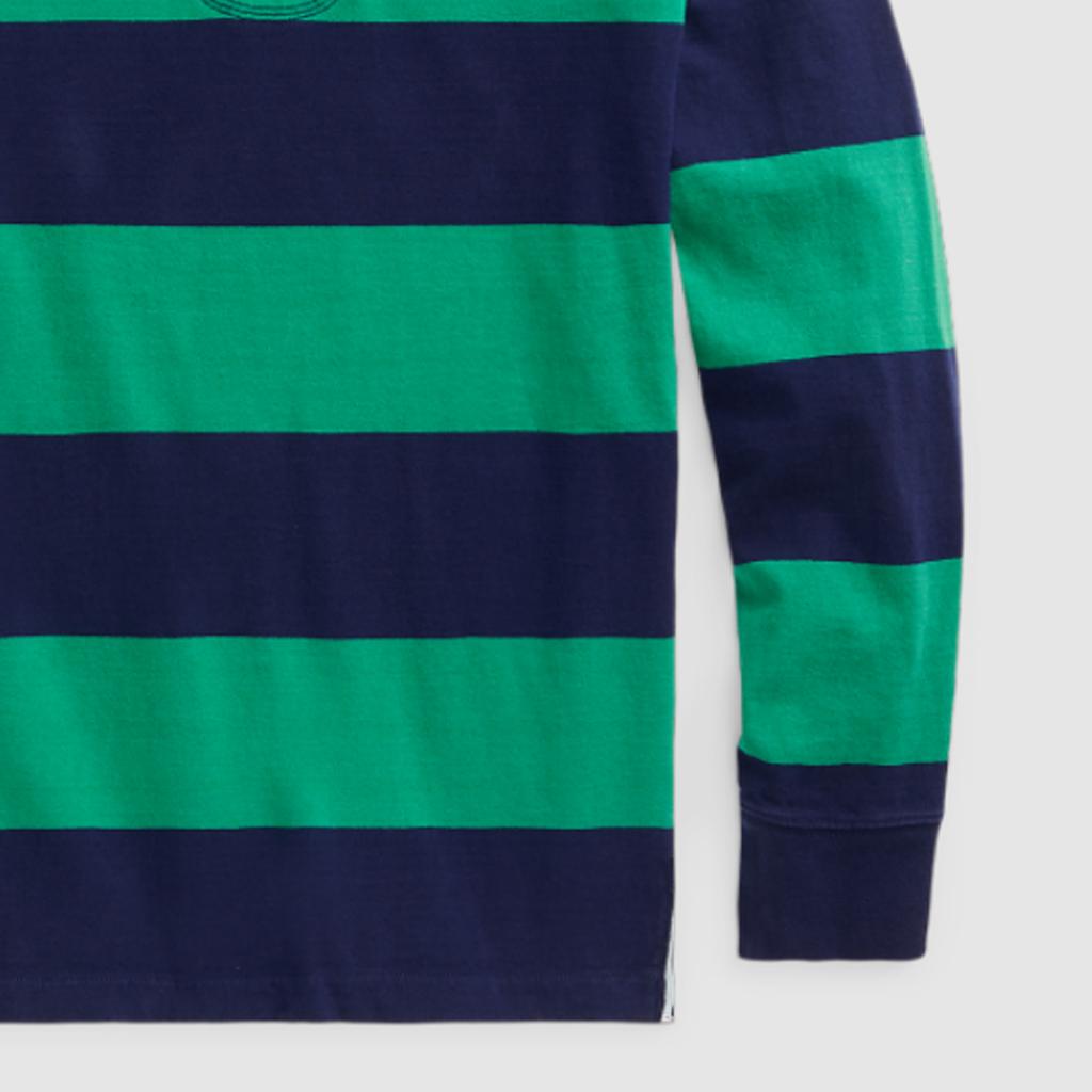 Polo Ralph Lauren Polo Color Block Striped Logo Embroidered Loose Long Sleeve Polo Shirt Men Tops Slope-Green MNPOKNI16823527-410