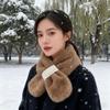 Japanese-Style Autumn/Winter Pearl Plush Neck Warmer: Imitation Mink Fur Scarf for Girls, Thickened Cross Design, Fresh & Sweet