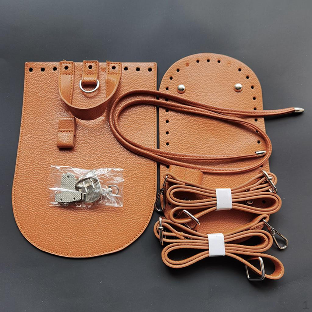 7 Pieces / Set DIY PU Leather Bag Knitting Set, Bottom Shoulder Strap Flap Cover
