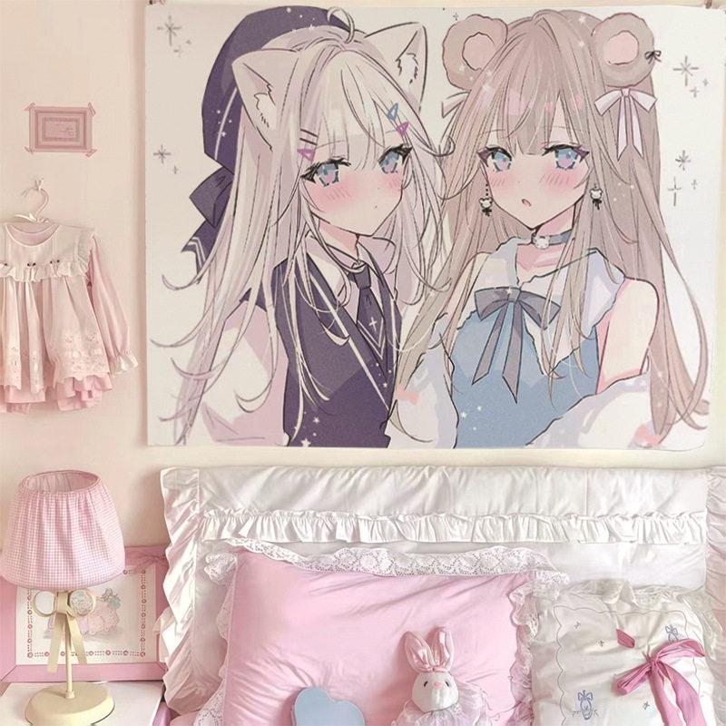 New Hot Cute Girl Style Anime Print Tapestry Wall Hanging For Bedroom Dorm Room Home Wall Decor