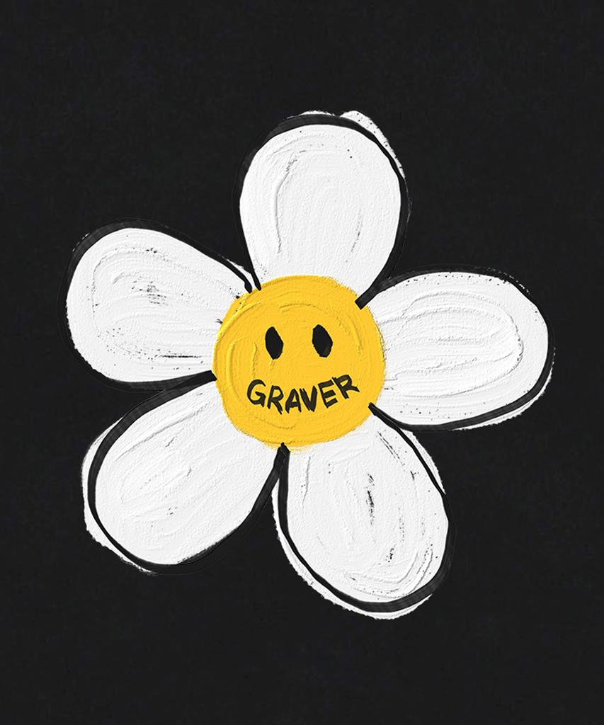GRAVER [Unisex] Painting Big Flower Dot Short Sleeve T-Shirt_Black