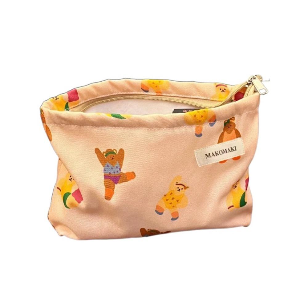 

New Canvas Makeup Bag Cute Bear Retro Toiletries Bag Large Capacity Storage Bag Travel Supplies жовтий