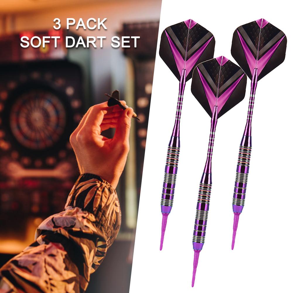 3Pcs Soft Tip Darts Set with Flight Protectors Lightweight Darts Set Plastic Tip Darts Set for Dart Board