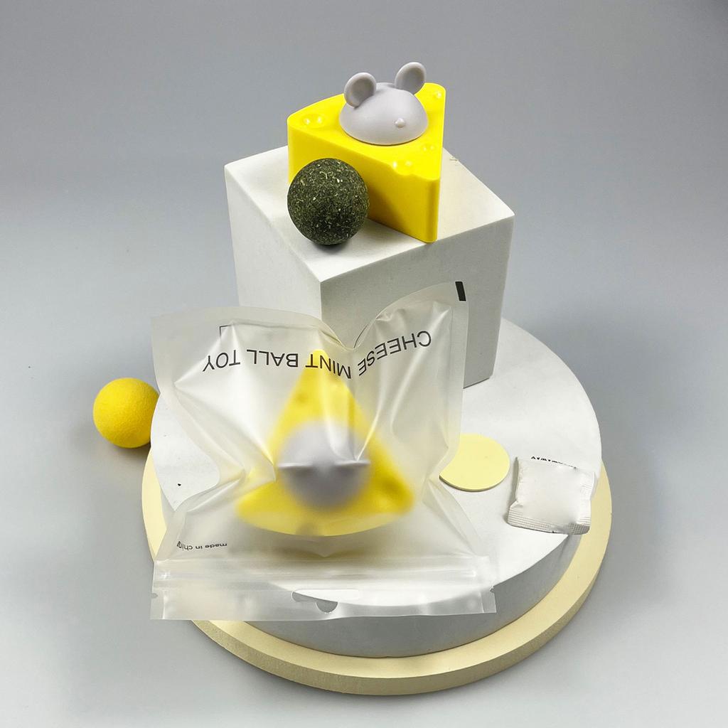 Cheese Shape Catmint Ball for Cats Stick On Floor or Wall Portable Catmint Toy for Indoor Cats Lick Catmint Organic Ball