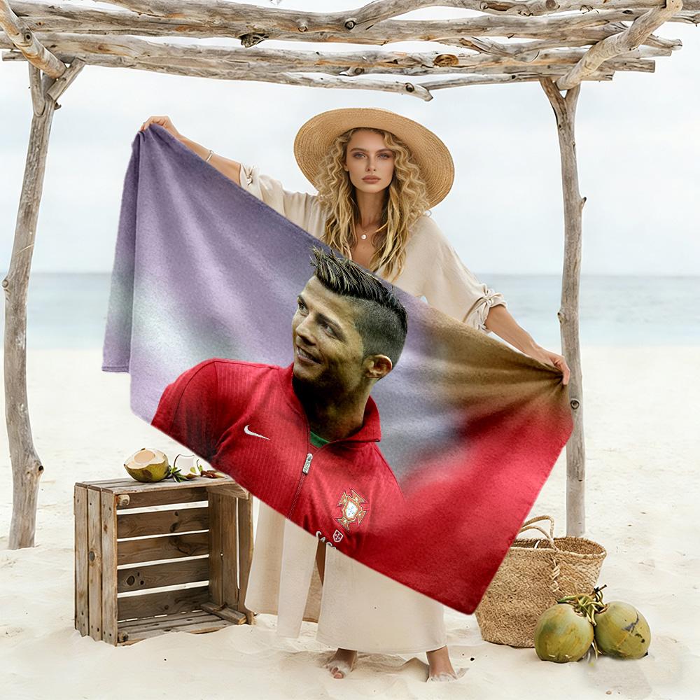 Cristiano Ronaldo Action Beach Towel Quick-Dry Soft Microfiber Comfortable Lightweight