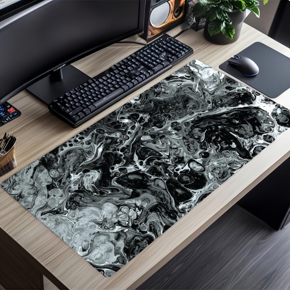 White and Black Abstract Liquid Mouse Pad XXL Large Desk Mat Non-slip Rubber Gaming Keyboard Mousepad Office Computer Table Mat