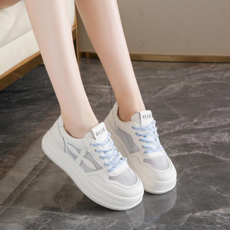 Mode CRLAYDK Sommer Damen Sneaker Lässig Skateboard Walking Trainer Schuhe Plateau Damen Mesh Schnürung Weiß Low Top Sport Tennis
