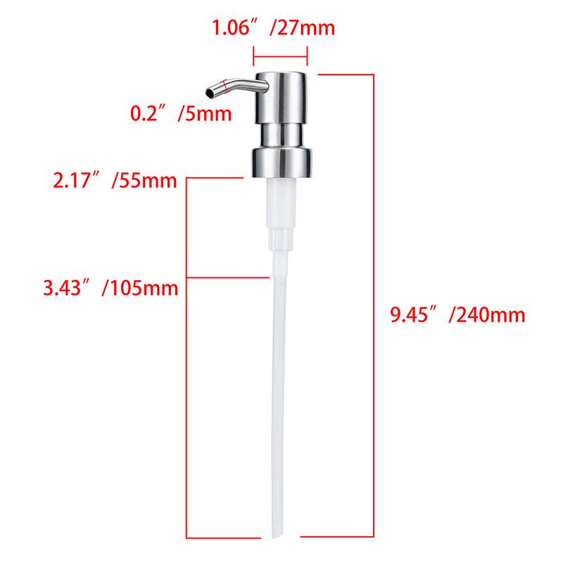 1pc Metal Head Bathroom Liquid Soap Dispenser Toilet Hand Replacement Lotion Shampoo Replacement Pump with Tube for Bathroom