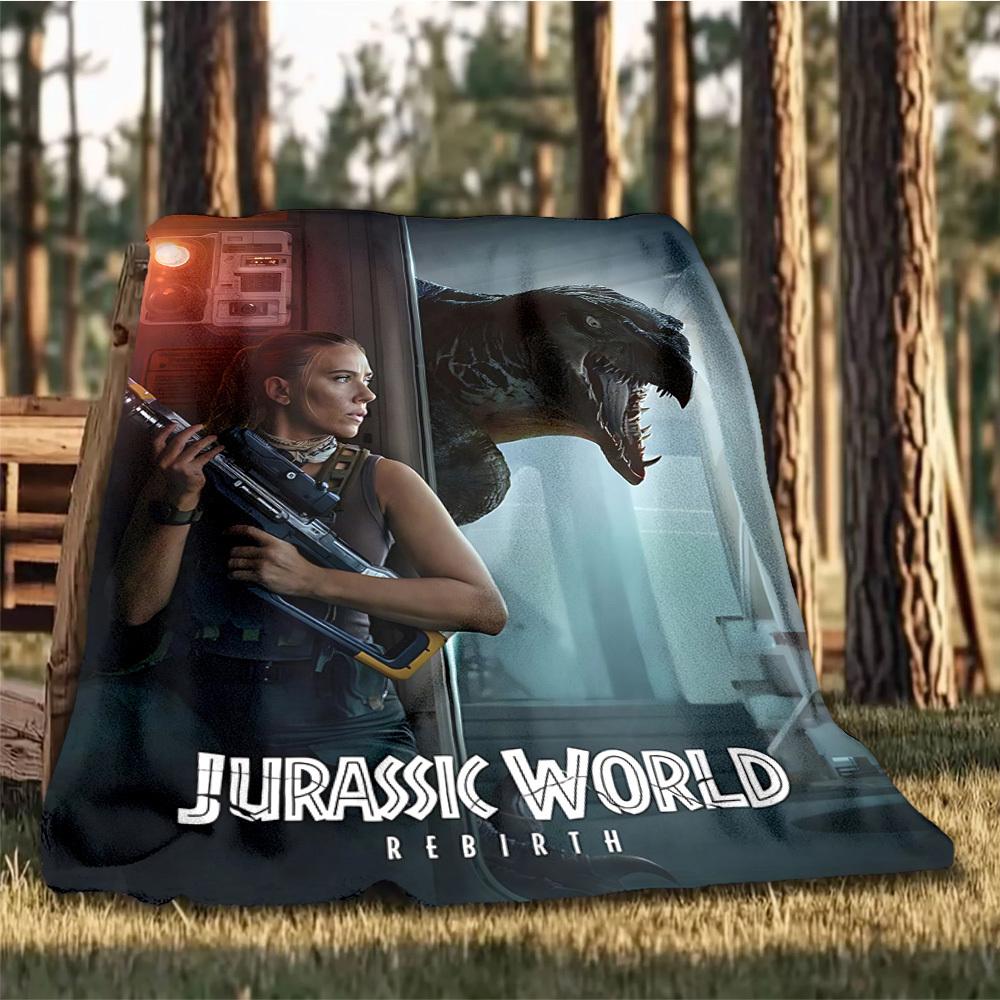 1pc Jurassic World Outdoor Flannel Blanket, Cozy & Warm Soft Te Playful Design, Napping Camping,