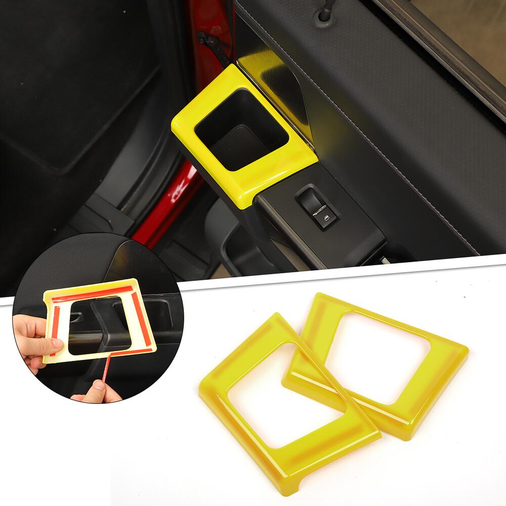 Interior Rear Door Handle Cup Holder Cover Trim Frame For Ford F150 2021+ Yellow