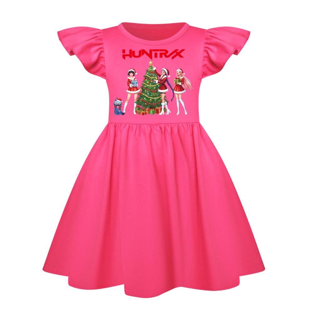 5085 Kids Girls Christmas New Year Mira Zoey Rumi Printed Ruffle Short Sleeves Casual Dress