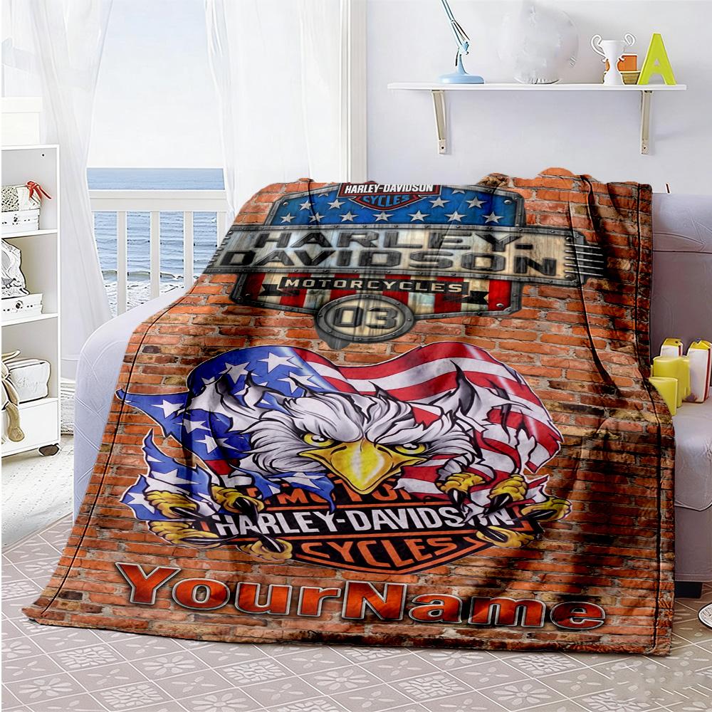 Harley-davidson Motorcycles Personalized Text Blanket Throw Personalized Blanket Comfortable Great for Office Chair Nap Office Livingroom
