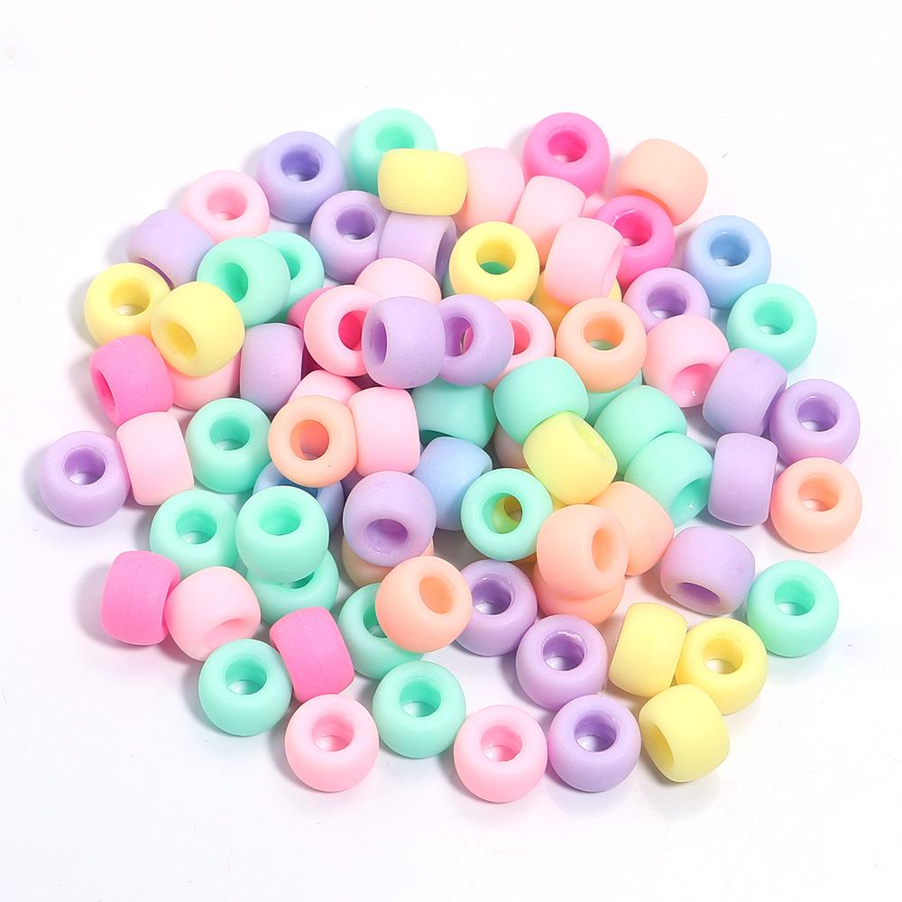 200pcs/lot 9mm Mix Color Acrylic Beads 4mm Big Hole Round Loose Beads For Jewelry Making DIY Necklace Bracelet Craft Accessories
