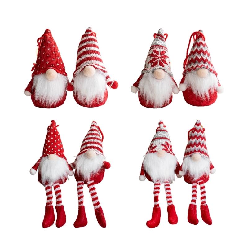 Christmas Hanging Gnome Set of 2 Cute Elf for Doll Wedding Birthday Decor for Xmas Festival Holiday Party Decoration Gif
