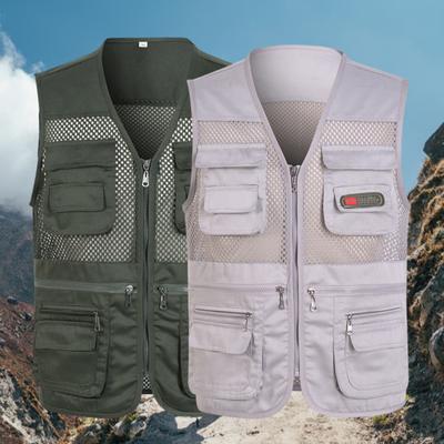 Outdoor Vest Zippers All Match Plus Size Stylish Pure Color Straight for Hunting