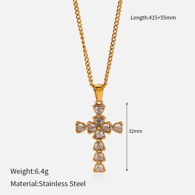 Vintage Minimalist Titanium Steel Cross Necklace Light Luxury Pendant Jewelry