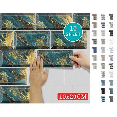 20x10cm Modern Waterproof 3D Tile Stickers Vinyl Self-adhesive Home Wall Decor Kitchen Bathroom Peel And Stick Decals 10 Sheet