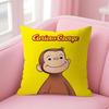 Curious George Monkey Cute Cushion Cover Natural Linen Pillow Case DoubleSided Print Decorative Sofa Pillowcase Home Decor Gift
