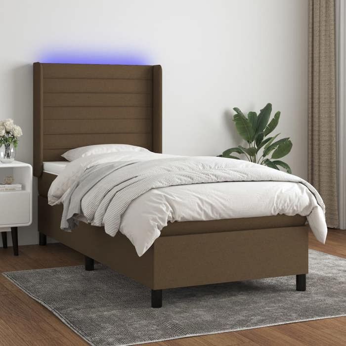 VidaXL Sommier à Lattes de Lit avec Matelas et LED, Lit Rembourré, Lit Simple, Lit Adulte de Chambre à Coucher Intérieur, 3138376