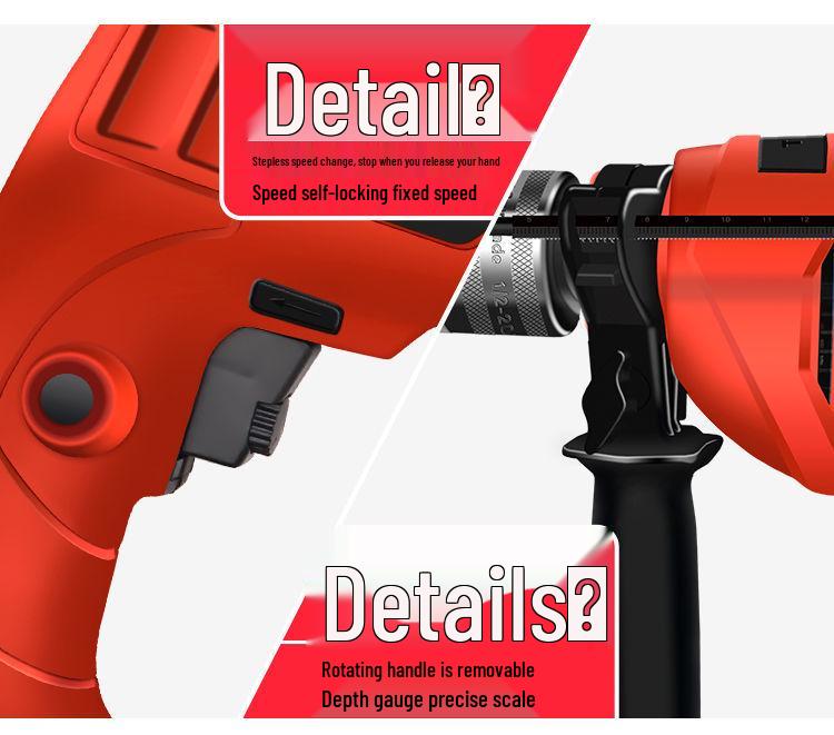 Electric Drill Set for Home & Woodworking - Includes Hand Drill, Drill Bits, and Toolbox