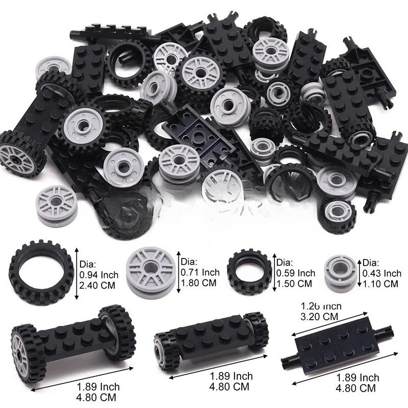 70PCS Blocs de Construction Roue Pneu Briques MOC Voiture Piste Véhicule Pièces Accessoires 40687 42610 92402 61254 56902 Compatible