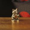 Solidny Mosiężny Kot Statuetka Mini Kotek Kot Miniaturowe Figurki Zwierzęta Figurki Rękodzieło Ozdoba Biurka Akcesoria do Dekoracji Domu