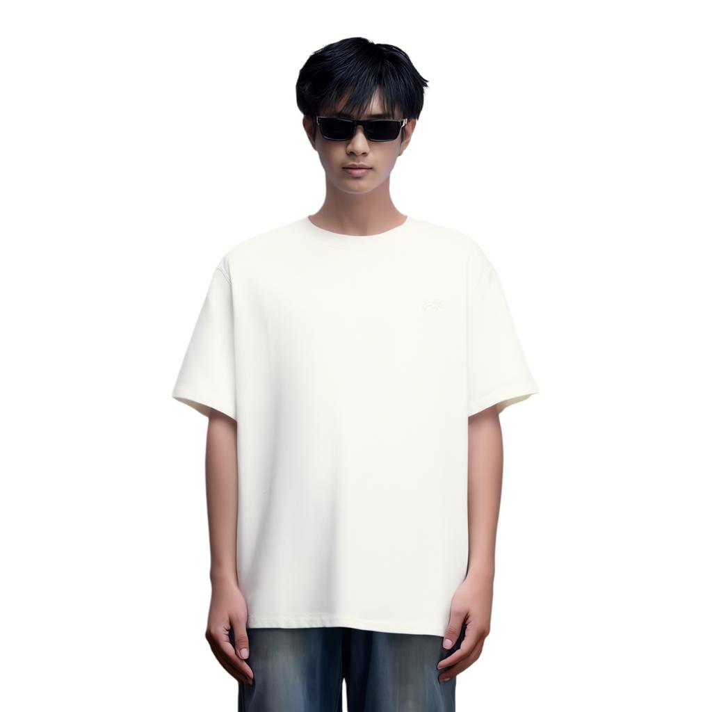 Li Ning China Color Series Casual Minimalist Solid Color Round Neck Pullover Short Sleeve T-Shirt Men T-Shirts Off-White AHSV145-1