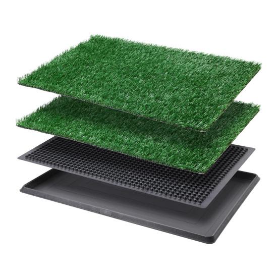 Artificial Grass Dog Pee Pad Fake Turf Pet Potty Pad with Tray Washable 3-Layer Reusable Puppy Training Mat for Indoor Outdoor Use Small Medium Dogs
