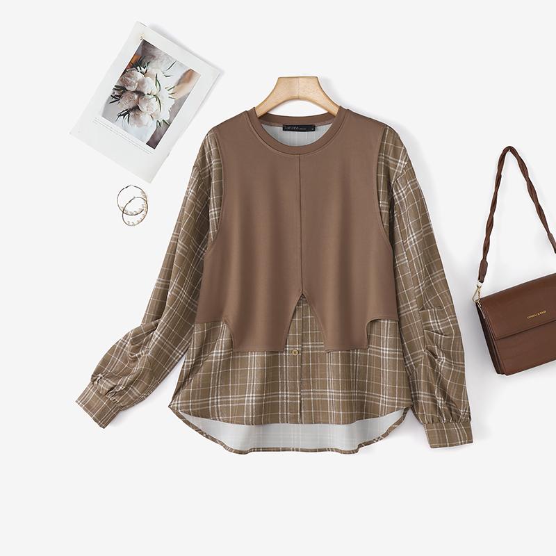 ZANZEA Women Plaid Print Casual Long Sleeve Loose Blouse