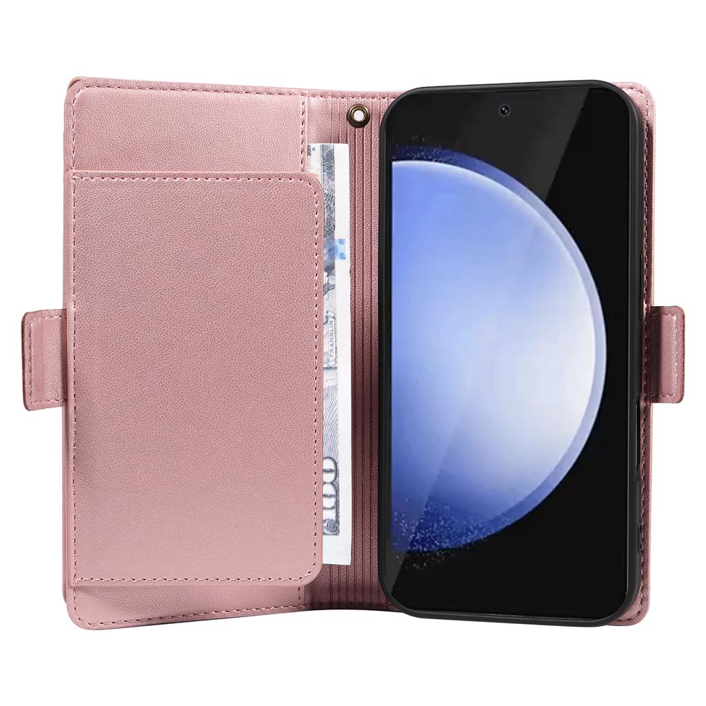 For Samsung Galaxy S24 FE Case with Multi-Card Holder and Strap PU Leather Phone Cover Stand