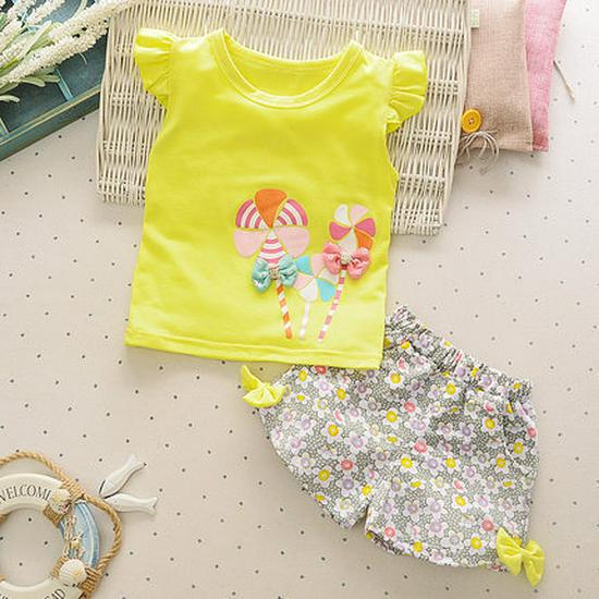 Korean-Style Summer Floral Vest & Shorts Set for Girls (0-4 Years)