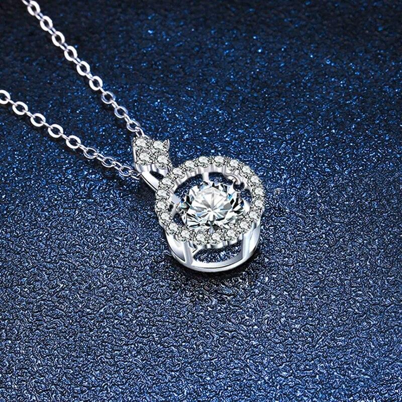 NeeTim 1CT Moissanit Anhänger Für Damen Diamant Halskette S925 Sterling Silber Weißgold Plattiert Schmuck Valentinstag Geschenk