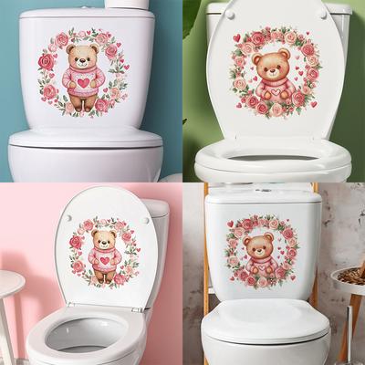 Handel Valentinstag Cartoon Bär Kreative Girlande Badezimmer Badezimmer Toilette Heimverschönerung Aufkleber