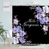 Plant Flowers Shower Curtains Pink Rose Butterfly Dandelion Simple Floral Black Bath Curtain Modern Print Fabric Bathroom Decor