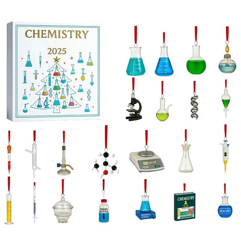 24 Days Of Chemistry Christmas Surprise Gift Box, Science Themed Advent Calendar With 24 Lab-Inspired Decorations