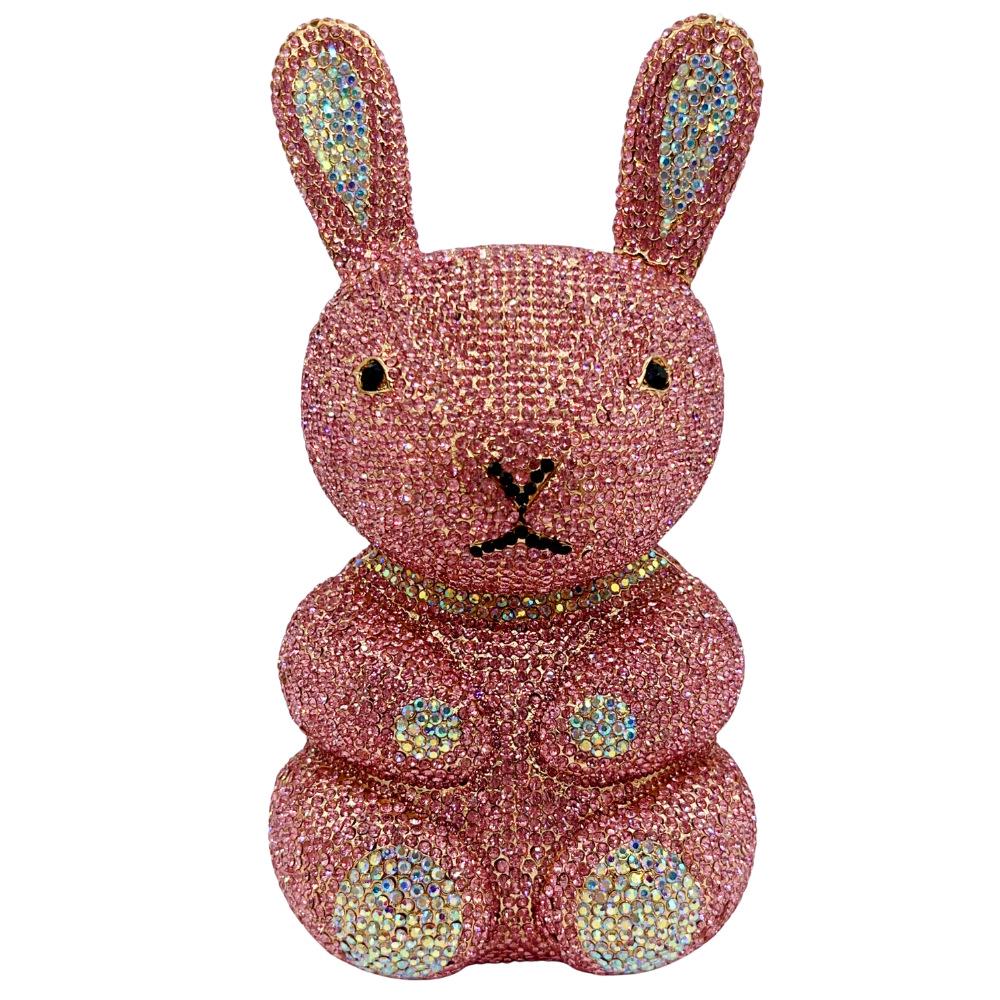 Rhinestone Rabbit Evening Clutch - Elegant Crystal Bag for Parties & Banquets