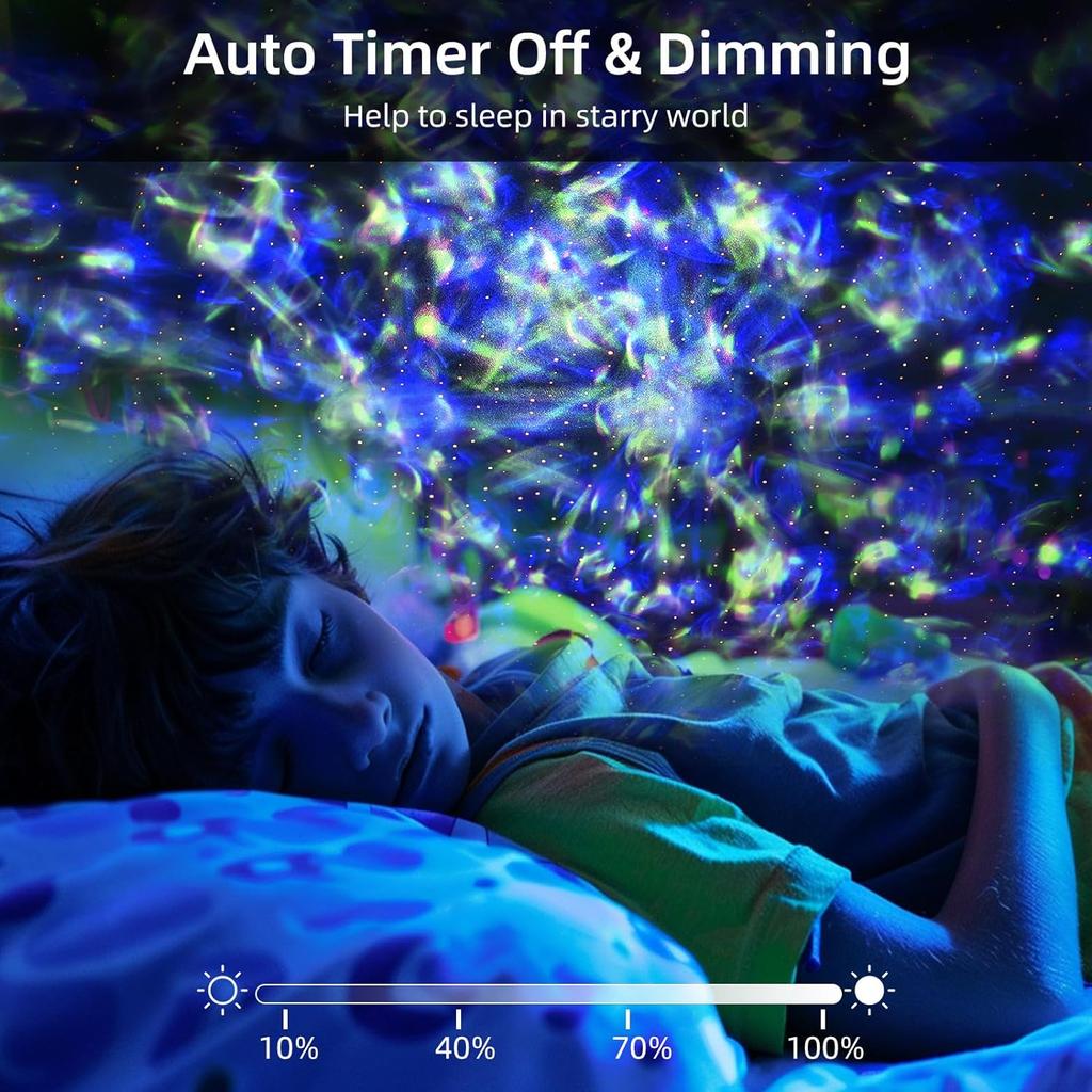 New Music Star Projector with Remote Control and Timer for Bedroom, Sound Activated Night Light with Speaker Functionality.