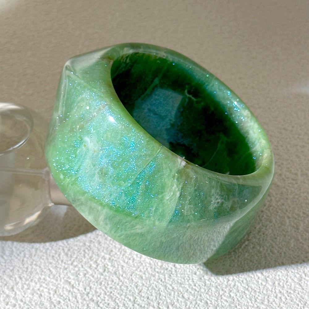 Shinny Jelly Color Wide Bracelet Vintage Geometric Irregular Bangle Glitter Acrylic Bangle  Daily