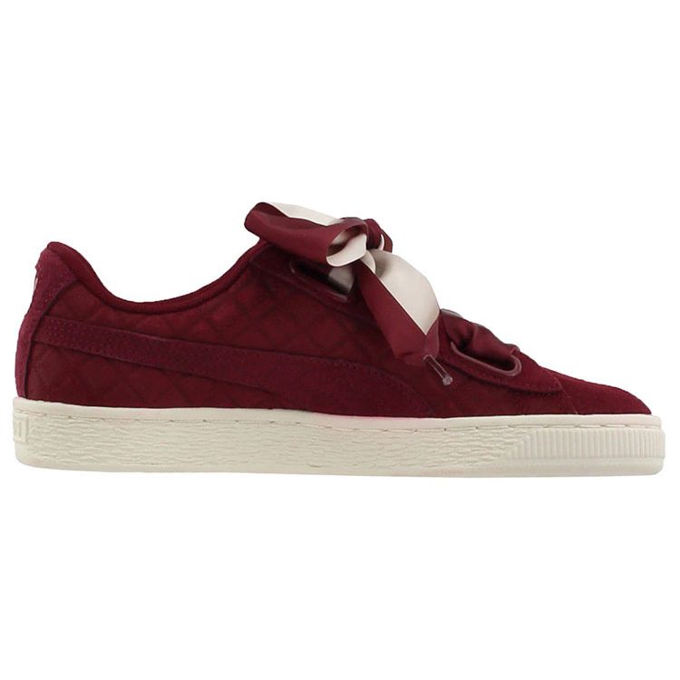 Puma Suede Heart Quilt Cordovan Women Sneakers Red Cameo-Brown 365462-01